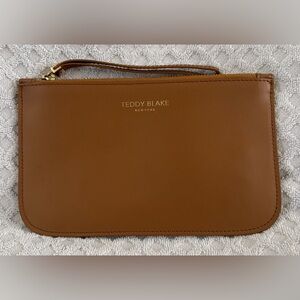 Teddy Blake Leather Zip Pouch Wristlet in Camel Brown Extra Accessory for Bag